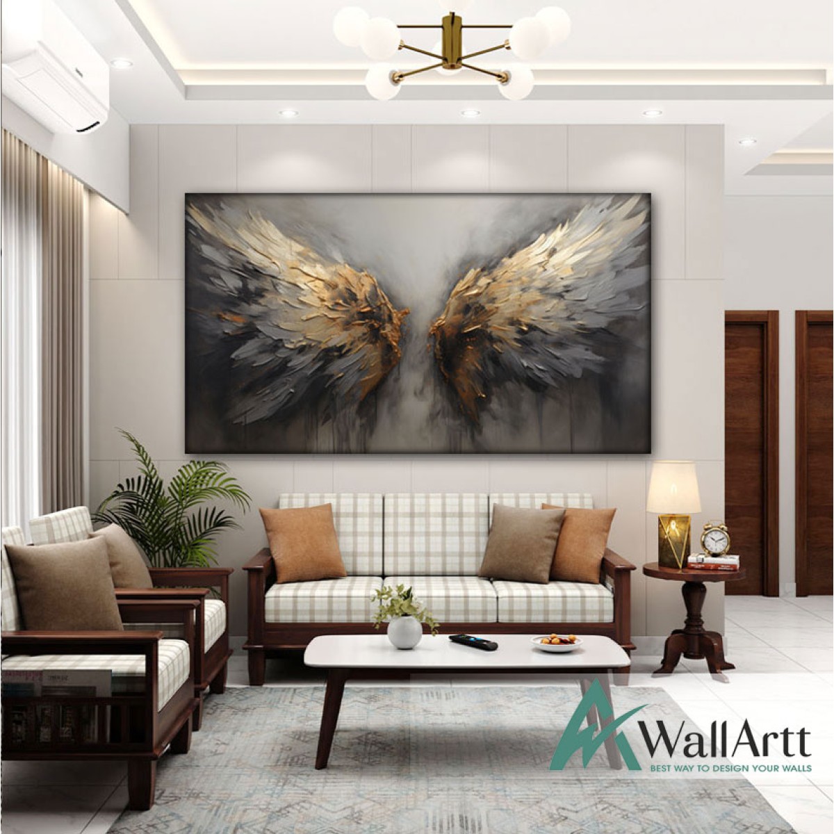 Golden Wings 3d III Heavy Textured Partial Oil Painting